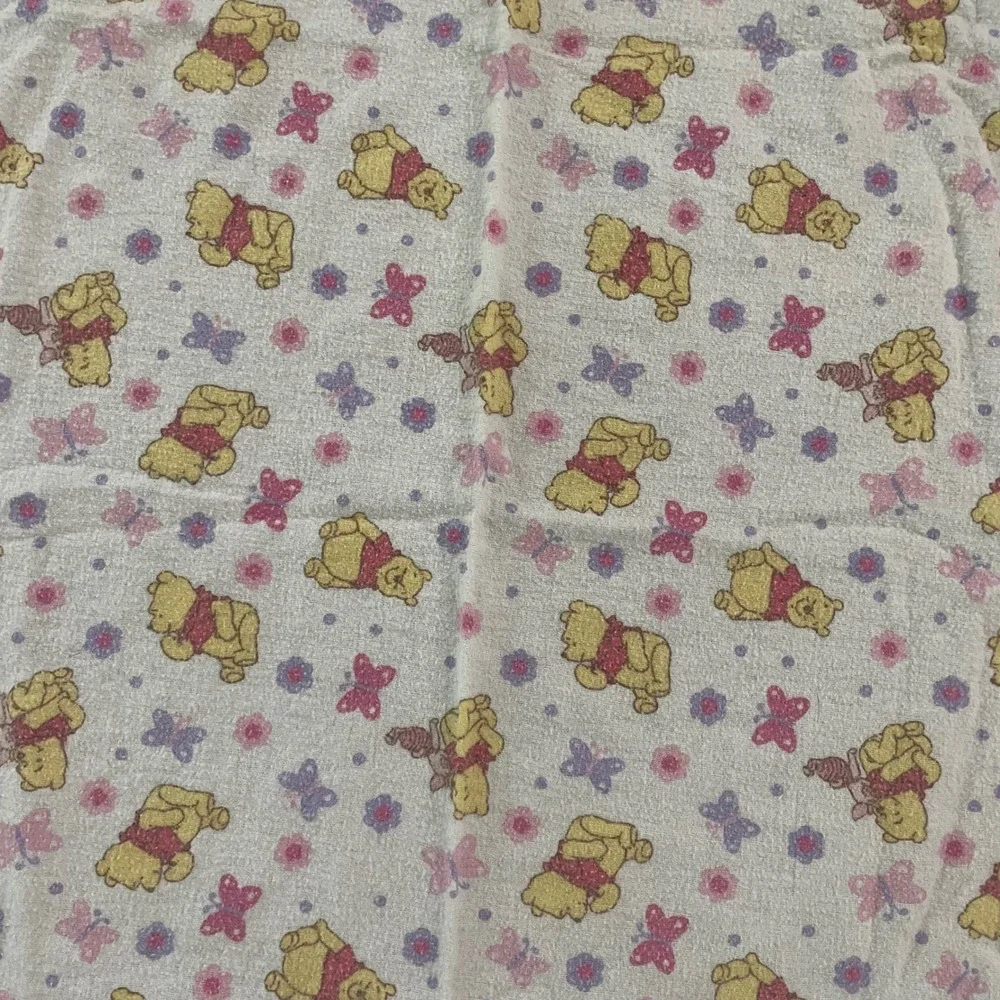 Vintage Disney Winnie the Pooh Baby Blanket Floral Butterfly Cotton 90s Nursery